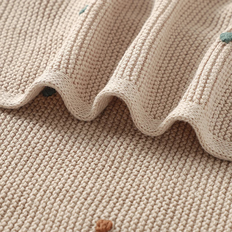 Light Camel Handmade Chunky Knit Blanket – Soft, Cozy, and Perfect for Babies (90x70cm)