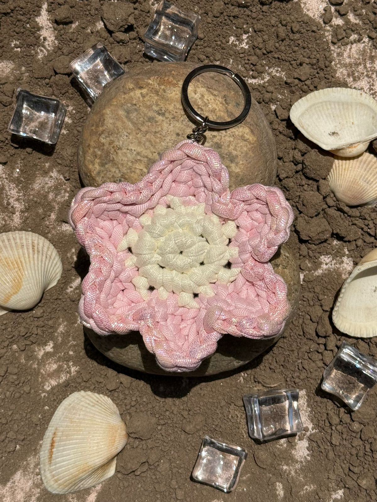 Flower Crochet Keychain | Handmade Floral Crochet Bag Charm & Keyring