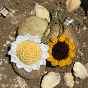Crochet Sunflower Bag Charm Handmade | CozyKnits Pakistan