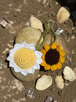 Crochet Sunflower Bag Charm Handmade | CozyKnits Pakistan