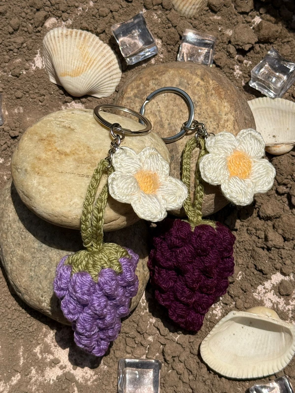 Vineyard Grape Keyring | Handmade Crochet Grape & Daisy Keychain - Image 5
