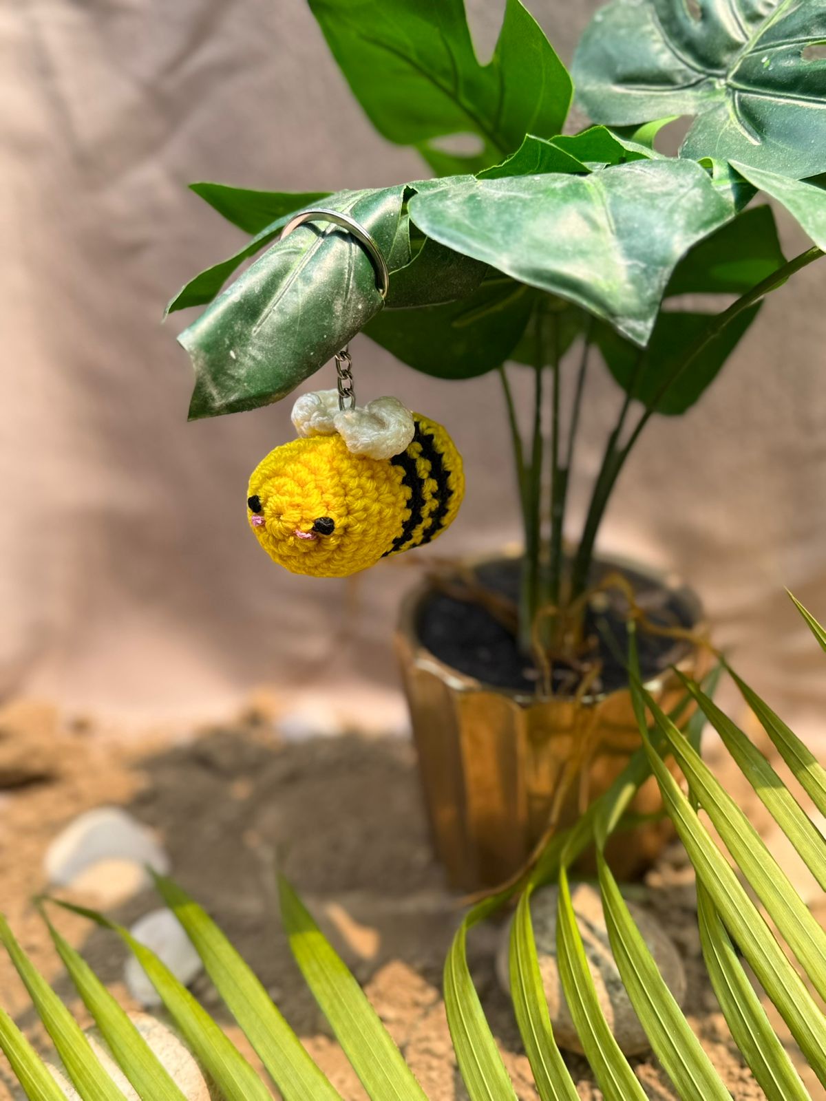 Handmade Crochet Bumble Bee Keychain | CozyKnits Pakistan - Image 2