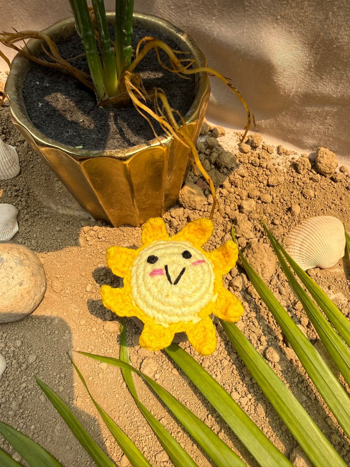 Crochet Sun Smiley Keychain | Handmade | CozyKnits Pakistan - Image 2