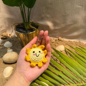 Crochet Sun Smiley Keychain | Handmade | CozyKnits Pakistan