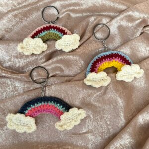 Handmade Crochet Rainbow Cloud Keychain | CozyKnits