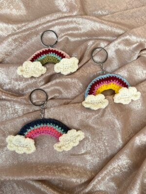 Handmade Crochet Rainbow Cloud Keychain | CozyKnits